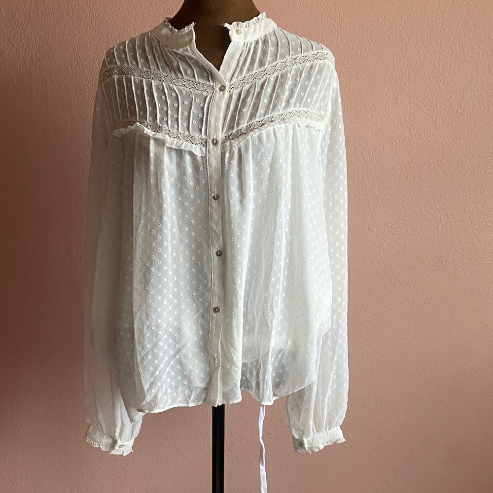 Zara White Textured Blouse